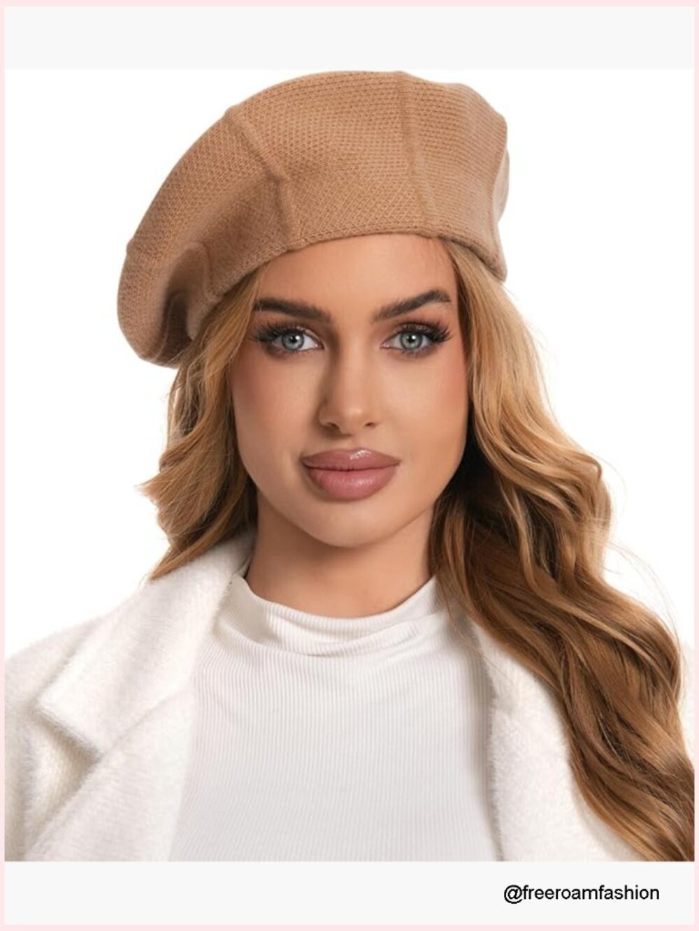 80% Cashmere 20% Wool Ribbed Slouchy Knit Beanie Beret Hat